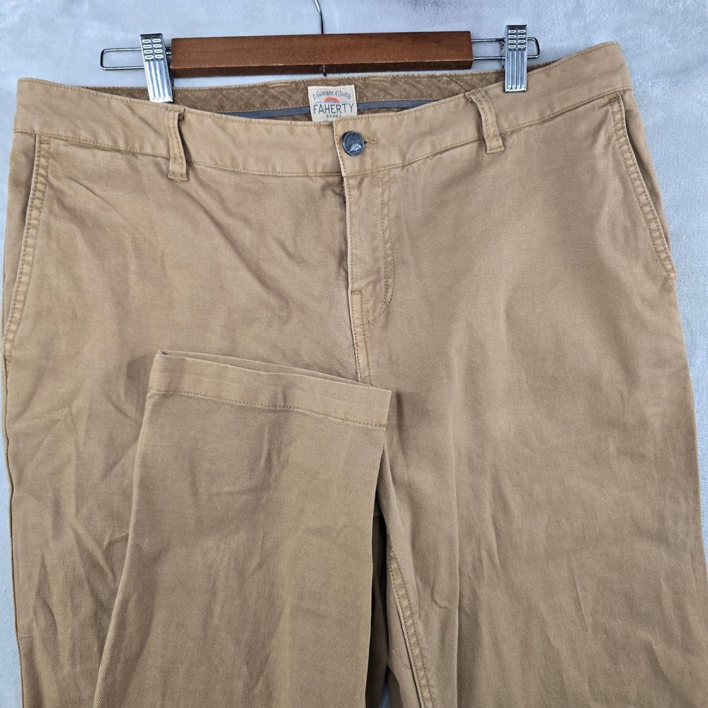 Faherty Chino Pants Mens 36x33 Brown Straight Leg Cotton Twill Casual